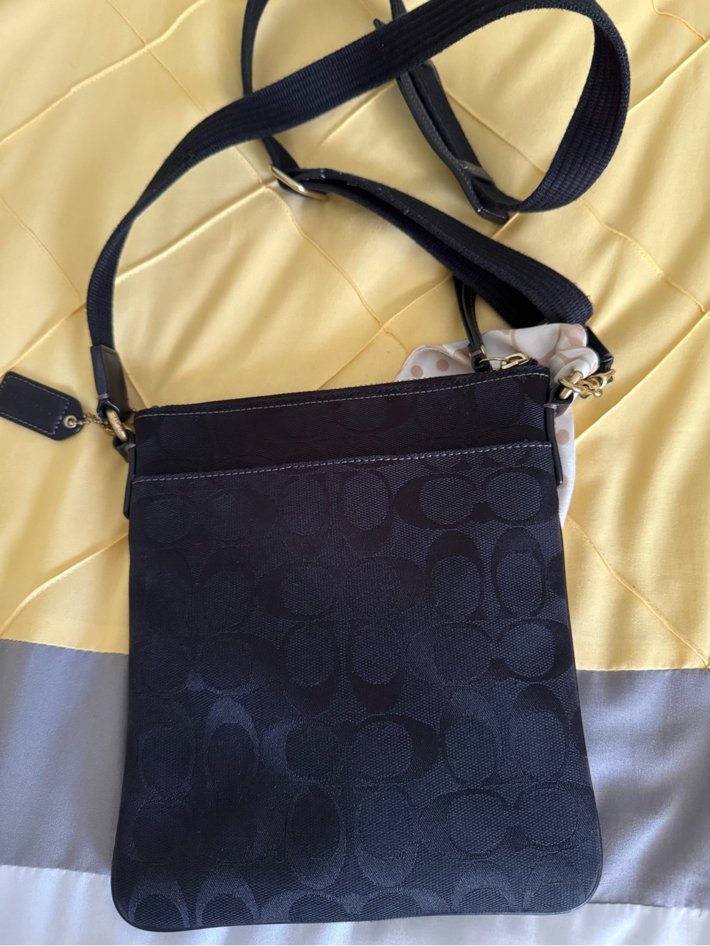 Coach Black Monogram Crossbody Bag with Cream Logo Scarf Accent - Picture 2 of 10